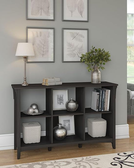 Bush Furniture Salinas Cube Shelf and Bookcase | Display 6 Shelves | Modern Storage Cabinet with Open Bookshelf for Library, Office, Living Room, Bedroom and More, 48W x 14D x 30H, Vintage Black - LeafyLoom