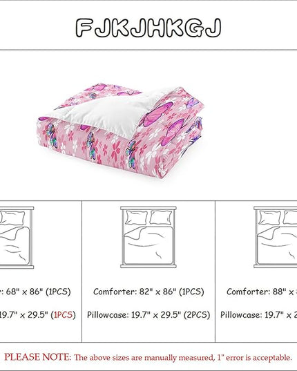 Kids Butterfly Comforter Set - Butterfly Queen Bedding Set Pink Butterflies Prints Bedding Set for Girls Room Cute Princess Bedding Set for All Season Butterfly Bed Set, 1 Comforter + 2 Pillowcases - LeafyLoom