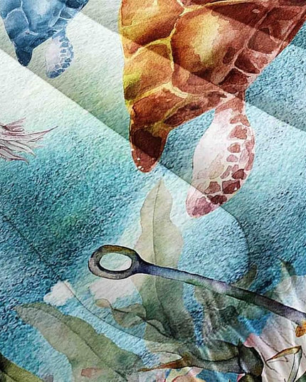 Datura home Sea Turtle Bedding Comforter Set for Boys Girls Teens Children Adults,Watercolor Sea Creatures Blue Ocean Theme Bedding Set with 1 Comforter and 2 Pillowcases(Turtle Twin) Blue Turtle - LeafyLoom
