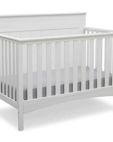 Delta Children Fancy 4-in-1 Convertible Baby Crib - Greenguard Gold Certified, Bianca White - LeafyLoom
