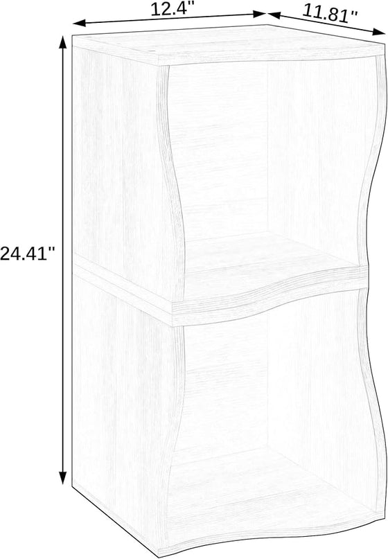 ECYIL Double Layered Independent Storage Rack, Full Circular Color Blocking Bookshelf, Suitable for Home, Office, Living Room, etc (nature1) - LeafyLoom