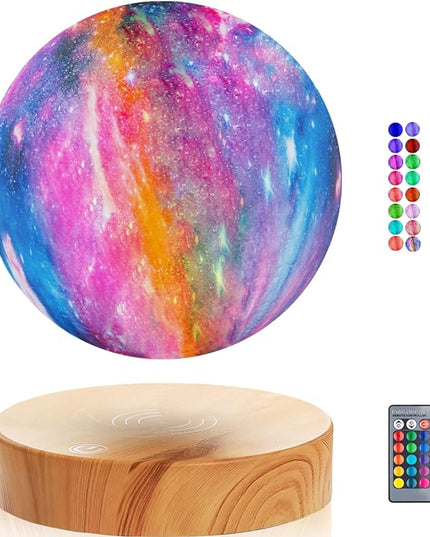 VGAzer Levitating Moon Lamp,Floating and Spinning in Air Freely with 3D Printing LED Moon Light Has 16 Colors 20 Modes for Unique Christmas Gifts,Room Decor (16 Colors Galaxy Moon) - LeafyLoom
