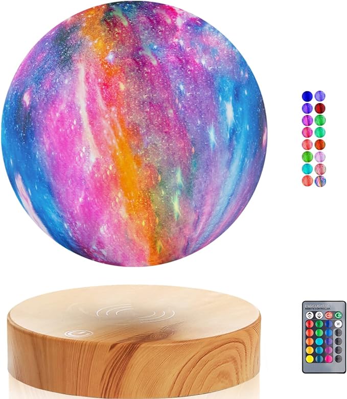 VGAzer Levitating Moon Lamp,Floating and Spinning in Air Freely with 3D Printing LED Moon Light Has 16 Colors 20 Modes for Unique Christmas Gifts,Room Decor (16 Colors Galaxy Moon) - LeafyLoom