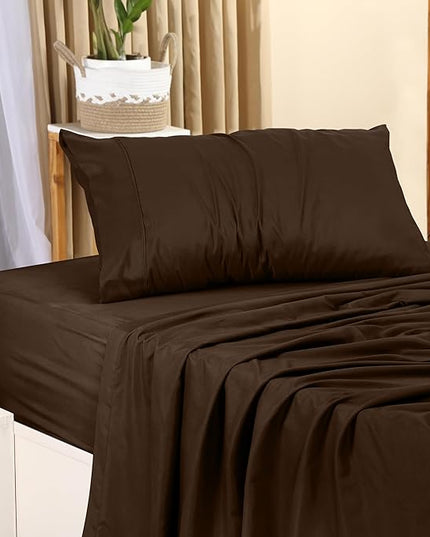 Utopia Bedding Twin Bed Sheets Set - 3 Piece Bedding - Brushed Microfiber - Shrinkage and Fade Resistant - Easy Care (Twin, Brown) - LeafyLoom