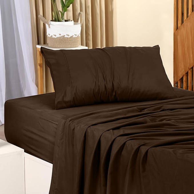 Utopia Bedding Twin Bed Sheets Set - 3 Piece Bedding - Brushed Microfiber - Shrinkage and Fade Resistant - Easy Care (Twin, Brown) - LeafyLoom