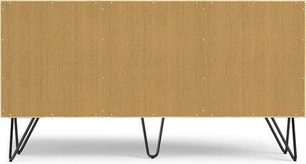 SIMPLIHOME Hunter 60 inch x 18 inch Rectangle Industrial Contemporary Sideboard Buffet in Oak Veneer for The Dining Room and Kitchen - LeafyLoom