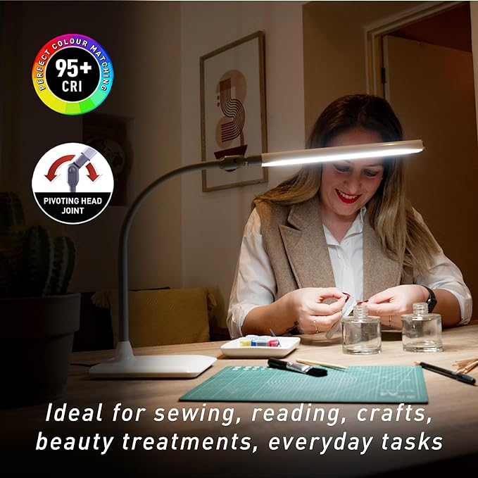 Daylight Company Uno Pro Table Lamp, Standing Lamp for Living Room, Bedroom, Salon, Office, Touch Control, Flexible Arm, Sleek Design, Multipurpose - LeafyLoom