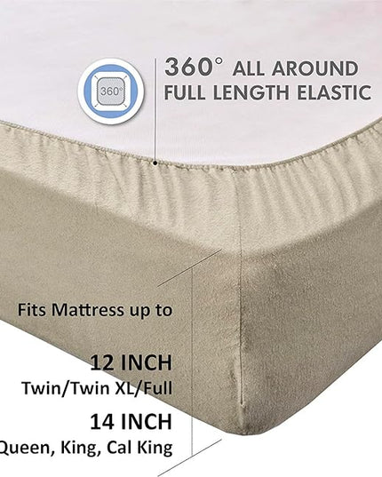 Comfort Spaces Cotton Flannel Breathable Warm Deep Pocket Sheets with Pillow Case Bedding, Cal King, Tan Solid 4 Piece - LeafyLoom