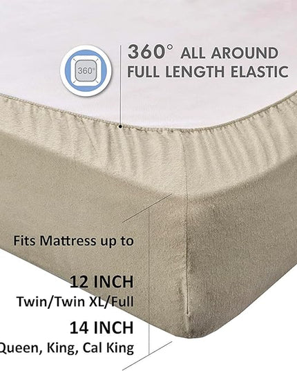 Comfort Spaces Cotton Flannel Breathable Warm Deep Pocket Sheets with Pillow Case Bedding, Full, Tan Solid 4 Piece - LeafyLoom