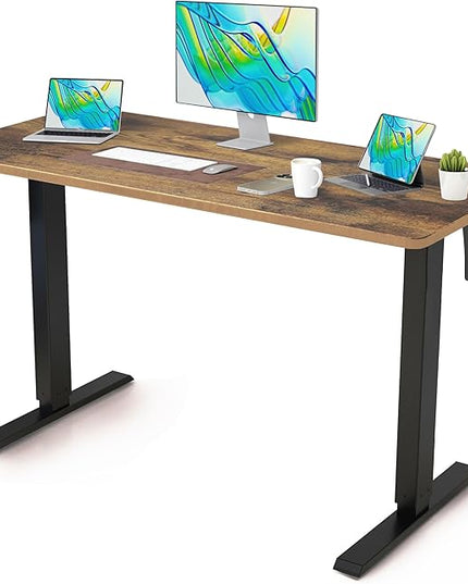 Whole Piece DeskTop Manual Standing Desk Adjustable Height- Crank Stand Up Desk, Sit Stand Desk with Frame Computer Desk 48 x 24 Inch - LeafyLoom