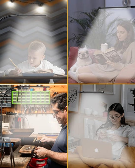 LED Desk Lamp, Swing Arm Architect Task Lamp with Long Flexible Gooseneck, 3 Color Modes, and USB Adapter, Dimmable Desk Light for Home/Office/Drafting/Reading/Piano - LeafyLoom