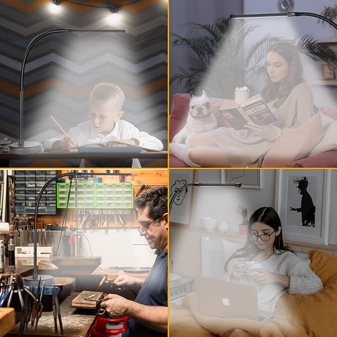 LED Desk Lamp, Swing Arm Architect Task Lamp with Long Flexible Gooseneck, 3 Color Modes, and USB Adapter, Dimmable Desk Light for Home/Office/Drafting/Reading/Piano - LeafyLoom
