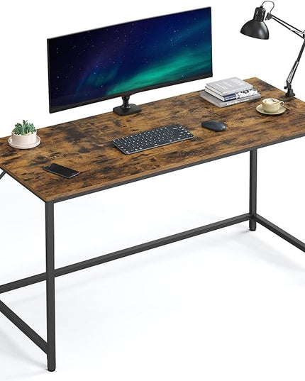 VASAGLE Computer Desk, Gaming Desk, Home Office Desk, for Small Spaces, 23.6 x 55.1 x 29.5 Inches, Industrial Style, Metal Frame, Rustic Brown and Black ULWD043B01 - LeafyLoom