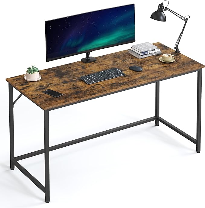 VASAGLE Computer Desk, Gaming Desk, Home Office Desk, for Small Spaces, 23.6 x 55.1 x 29.5 Inches, Industrial Style, Metal Frame, Rustic Brown and Black ULWD043B01 - LeafyLoom