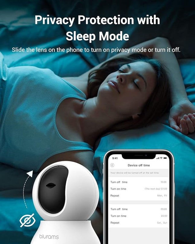 blurams Indoor Camera, 2K Pet Camera 360° Security Camera for Home Security with Phone App, Motion Tracking, 2-Way Audio, IR Night Vision, Siren, Works with Alexa & Google Assistant(2.4GHz ONLY) Blurams