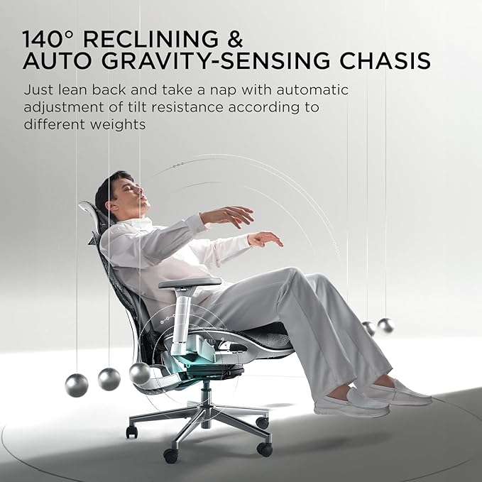Hbada E3 Ergonomic Office Chair, Big and Tall Office Chair - with 3-Zone Dynamic Lumbar Support, 3D Adjustable Headrest, 3D Adjustable Armrests, Swivel Computer Chair, Grey(No Footrest) - LeafyLoom