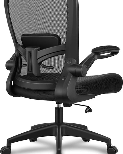 FelixKing Office Chair, Ergonomic Desk Chair Breathable Mesh Chair with Adjustable High Back Lumbar Support Flip-up Armrests, Executive Rolling Swivel Comfy Task Computer Chair for Home Office - LeafyLoom