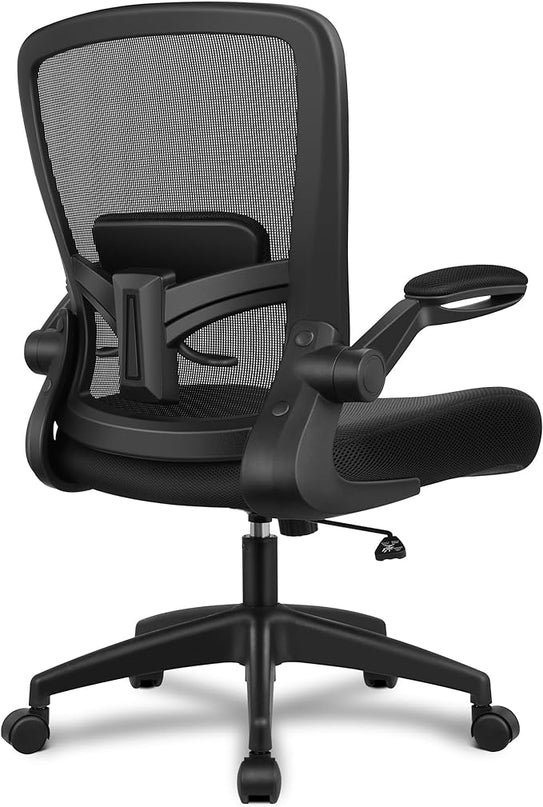 FelixKing Office Chair, Ergonomic Desk Chair Breathable Mesh Chair with Adjustable High Back Lumbar Support Flip-up Armrests, Executive Rolling Swivel Comfy Task Computer Chair for Home Office - LeafyLoom