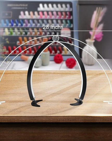 Large Half Moon LED Light for Table Nail Desk with Phone Stand, Upgrade Arch Light for Nail Techs with Wire Controller and Remote for Nails Tech Manicure - LeafyLoom