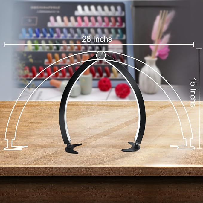 Large Half Moon LED Light for Table Nail Desk with Phone Stand, Upgrade Arch Light for Nail Techs with Wire Controller and Remote for Nails Tech Manicure - LeafyLoom