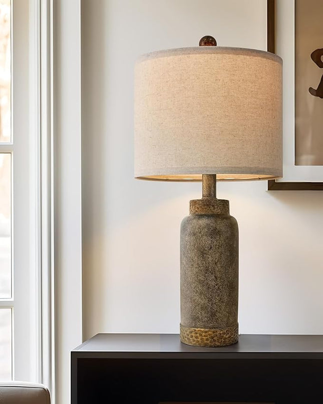 Table Lamp for Bedroom Living Room 20.25" Farmhouse Rustic Vintage Small Lamps Bedside Nightstand Light Home Office Desk Retro Mysterious East Style Deco (Antique Black) - LeafyLoom