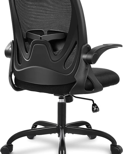 Primy Office Chair Ergonomic Desk Chair with Flip up Armrests Swivel Breathable Desk Mesh Computer Chair with Adjustable Lumbar Support and Height for Conference Room (Black) - LeafyLoom
