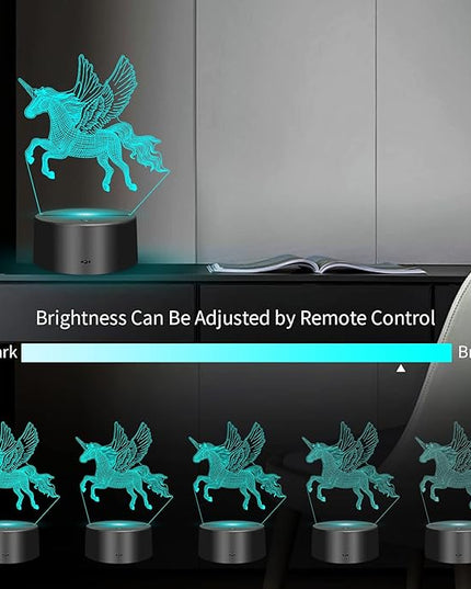 3D Unicorn Night Light for Kids,Acrylic night light 3-Pattern & 16 Colors Change,Decor LED Bedside Night Lamp With remote control, suitable for bedroom, Unicorn Christmas Gifts Toys for Boys Girls - LeafyLoom