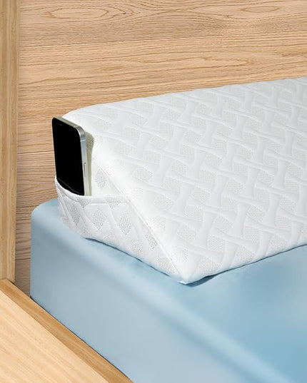 Queen Size(Arched White10 x6 x60) Bed Wedge Pillow,Bed Wedge Pillow for Headboard,Bed Gap Filler Fills The Gap Between The Mattress and The Headboard/Wall (0-7 inches) (Queen) - LeafyLoom