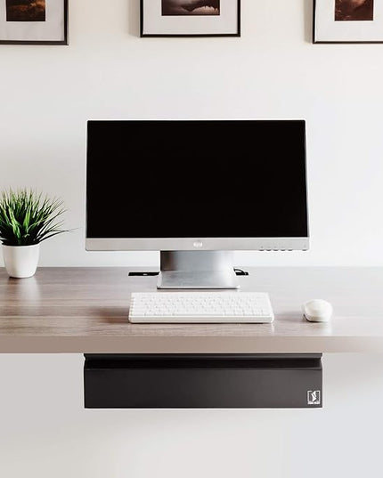 Stand Steady Attachable Under Desk Drawer | Pull-Out Storage Organizer with Smooth Sliding Tracks | Spacious Storage Drawer Easily Mounts to Desks and Workstations (Black / 17.5 x 11.5) - LeafyLoom
