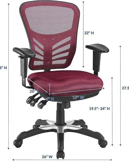 Modway Articulate Ergonomic Mesh Office Chair in Red - LeafyLoom