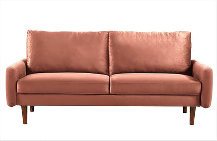US Pride Furniture Kent Modern Velvet Sofa, Comfortable 3 Seater Couch for Living Rooms and Small Spaces, Ideal Studio Apartment Furniture with Sleek Design, Rose - LeafyLoom