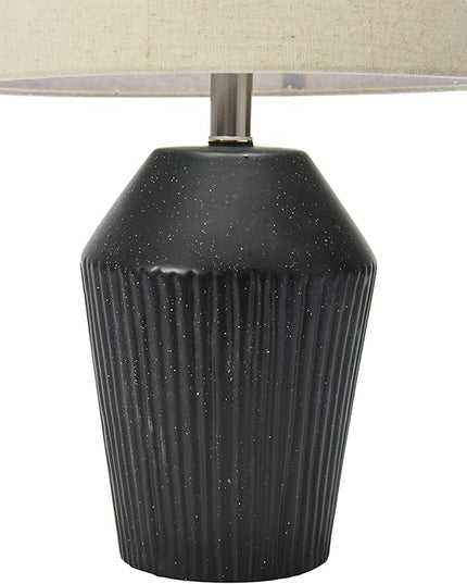 Creative Co-Op 13" Round Stoneware Desk Lamp, Black - LeafyLoom