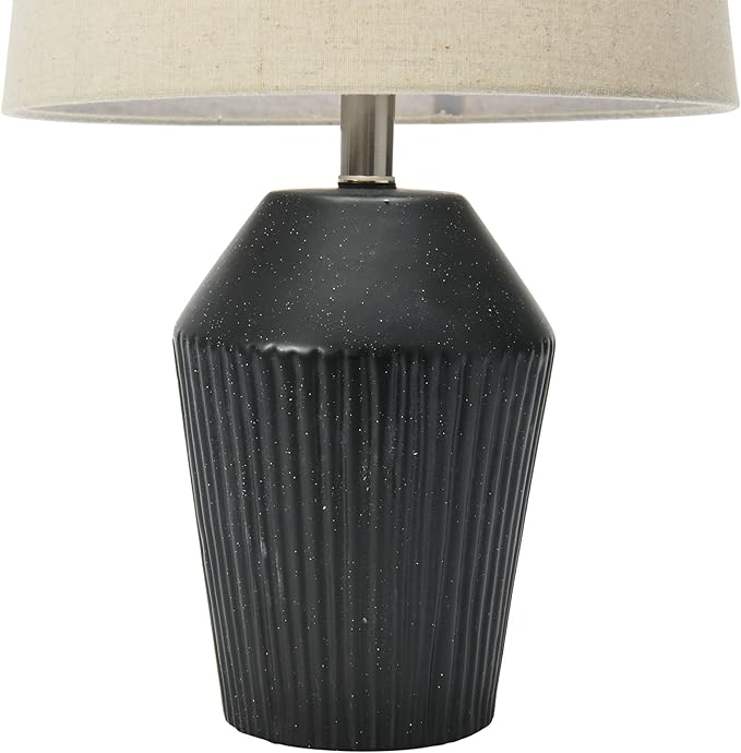 Creative Co-Op 13" Round Stoneware Desk Lamp, Black - LeafyLoom