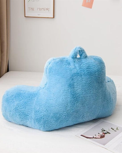 A Nice Night Faux Fur Reading Pillow Bed Wedge Large Adult Children Backrest with Arms Back Support for Sitting Up in Bed/Couch for Bedrest,BabyBlue - LeafyLoom