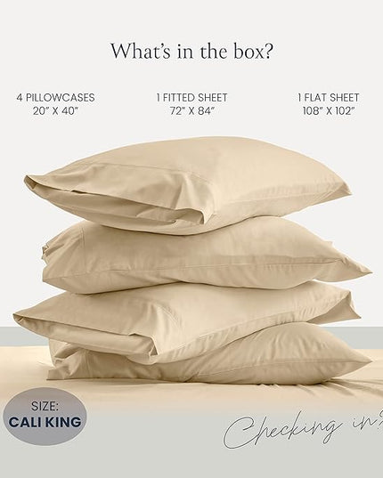 BELADOR Silky Soft Cali King Sheet Set -Luxury 6 Piece Bed Sheets for California King Size Bed, Secure-Fit Deep Pocket Sheets with Elastic, Breathable Hotel Sheets & Pillowcase Set, Wrinkle Free - LeafyLoom