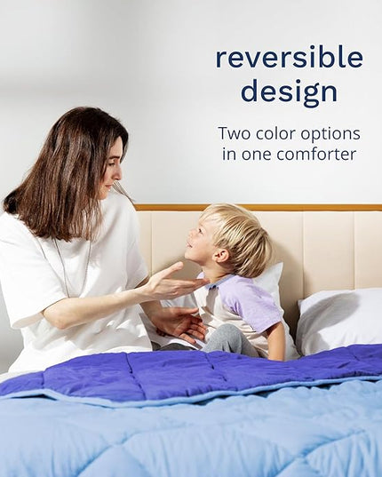 ViscoSoft Microfiber All Seasons Down Alternative Comforter - Cooling Breathable Premium Soft Reversible Microfiber Duvet Blanket, Light Blue/Dark Blue, Full - LeafyLoom