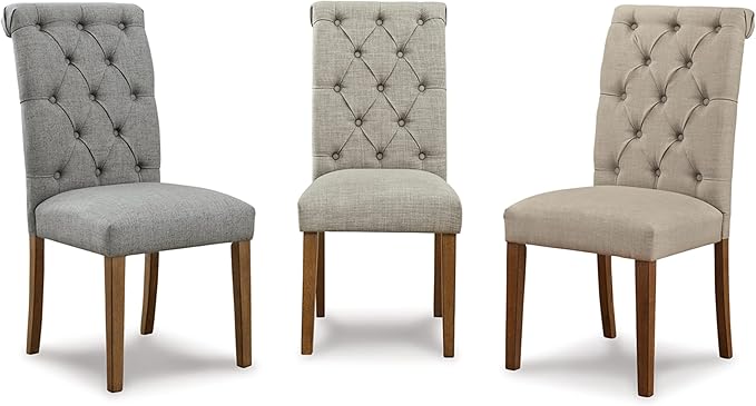 Signature Design by Ashley Harvina French Country 19" Tufted Upholstered Dining Chair, 2 Count, Gray - LeafyLoom