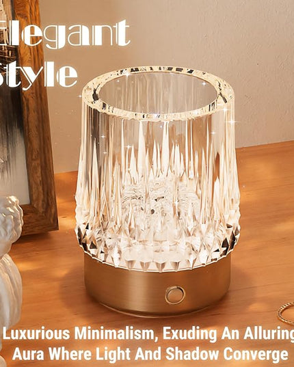 KOSTA Crystal Table Lamp Premium Vase Rechargeable Crystal Vase Lamp Heavy Handmade Modern Vases for Decor Home Bedroom Kitchen Office Living Room Birthday Gift - LeafyLoom
