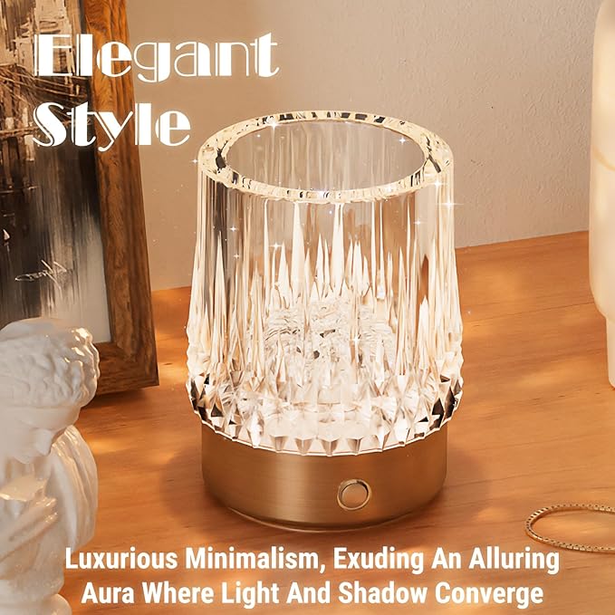 KOSTA Crystal Table Lamp Premium Vase Rechargeable Crystal Vase Lamp Heavy Handmade Modern Vases for Decor Home Bedroom Kitchen Office Living Room Birthday Gift - LeafyLoom
