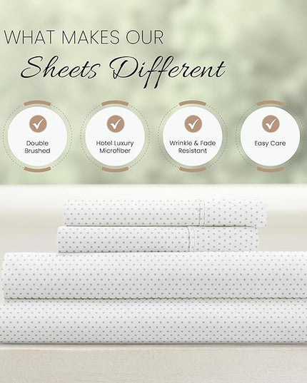 Linen Market 4 Piece Full Bedding Sheet Set (Gray Stippled) - Sleep Better Than Ever with These Ultra-Soft & Cooling Bed Sheets for Your Full Size Bed - Deep Pocket Fits 16" Mattress - LeafyLoom