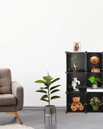TUMUCUTE Cube Storage Organizer, 6-Cube DIY Plastic Closet Cabinet Modular Bookcase, Storage Shelves for Bedroom Living Room, Office, Black - LeafyLoom