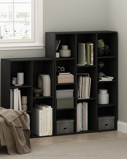 Furinno Luder 11-Cube Reversible Open Shelf Bookcase, Blackwood - LeafyLoom
