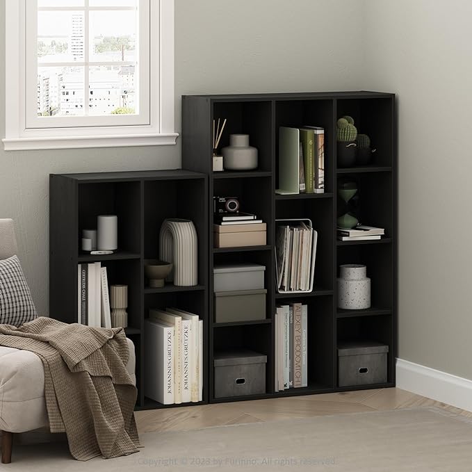 Furinno Luder 11-Cube Reversible Open Shelf Bookcase, Blackwood - LeafyLoom