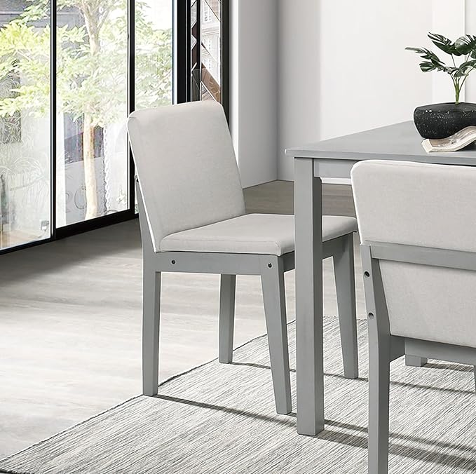 NicBex Dining Table Set for 4 Kitchen Table Set 5Pc Dining Room Set Dining Table 4 Chairs Fabric Chair Seat Kitchen Breakfast Dining Room Furniture for Living Room, Gray+Beige - LeafyLoom