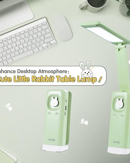 VAVOFO Cordless Desk Lamp, 6000mAh Battery Powered Desk Lamp, Foldable Desk Lamp, Three Color Temperatures, USB C Rechargeable Desk Lamp, Ideal Cute Desk Accessory for Students and Home Offices - LeafyLoom