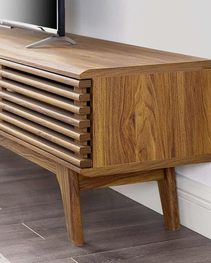 Modway Render 70" Mid-Century Modern Low Profile Entertainment TV Stand, 70 Inch, Walnut Walnut - LeafyLoom