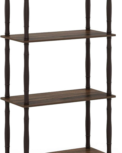 Furinno Turn-N-Tube 4-Tier Multipurpose Shelf Display Rack, Classic Tubes, Walnut/Brown - LeafyLoom