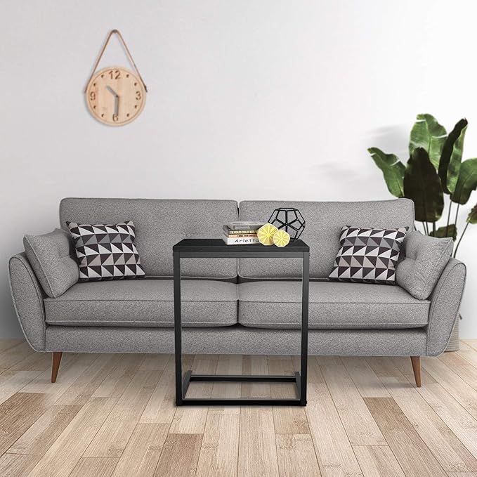YSSOA Shelving Unit Hardwood Surface, Sofa-End Snack Desk, 21.75 Inch, Black-Thickened - LeafyLoom