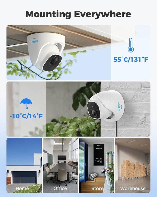 REOLINK Smart 5MP 8CH Home Security Camera System, 4pcs Wired PoE IP Cameras Outdoor with Person/Pet/Vehicle Detection, 4K 8CH NVR with 2TB HDD for 24-7 Recording, RLK8-520D4-5MP REOLINK