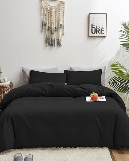 Black Comforter Set Cal King Plain Black Bedding Set Pure Black Bedding Soft Durable Quilt Set Men Lightweight Solid Black Blanket Women Breathable True Black Bed Comforter Set - LeafyLoom